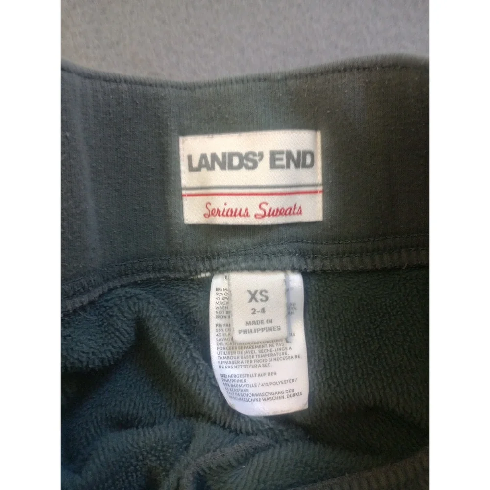 Lands End Serious Sweats Wide Leg Womens Size XS Green Athleisure Lounge